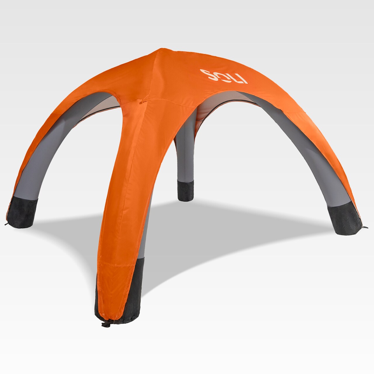 SOLI: Air Canopy 12' - Heat Wave Orange - Outdoor & Beach Self-Inflating Sun Tent, Shade Wall, UPF 50+, Pump-Stakes, Lightweight & Portable, Backpack